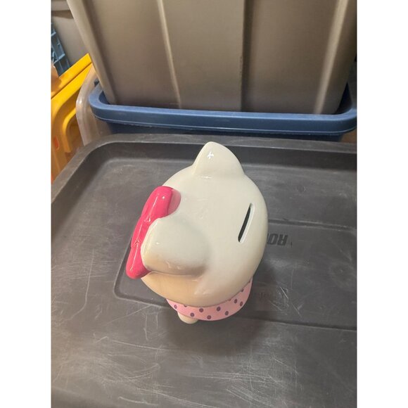 Rare Hello Kitty Ceramic Coin Bank By Sanrio 2007 Pink & Purple Polka Dot Dress - Picture 5 of 6